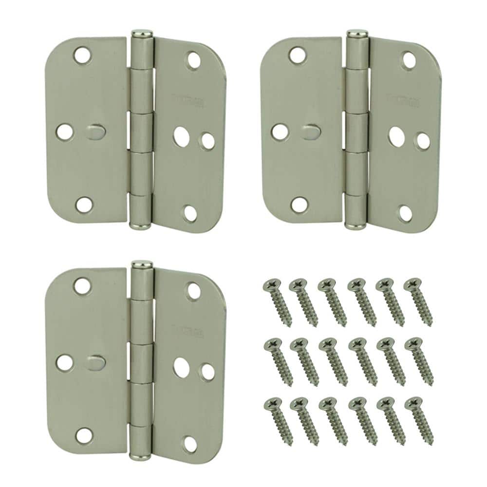 Everbilt 3-1/2 in. Satin Nickel Door Hinges, 5/8 in. Radius Security Butt Hinges Value Pack (3-Pack) - Image 4