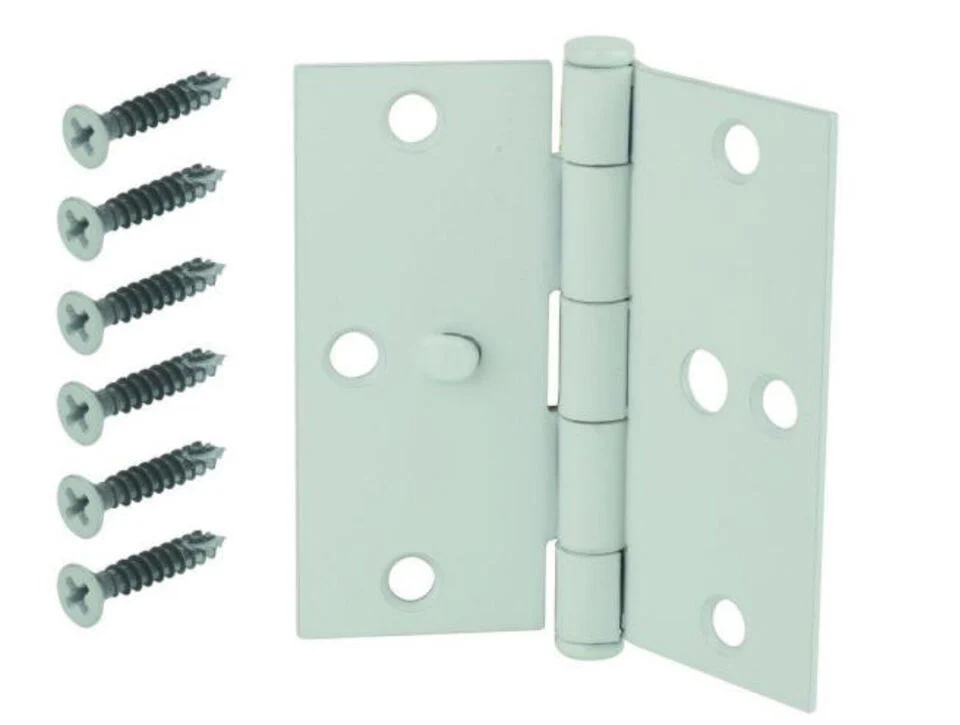 Everbilt 3-1/2 in. White Square Corner Security Door Hinge