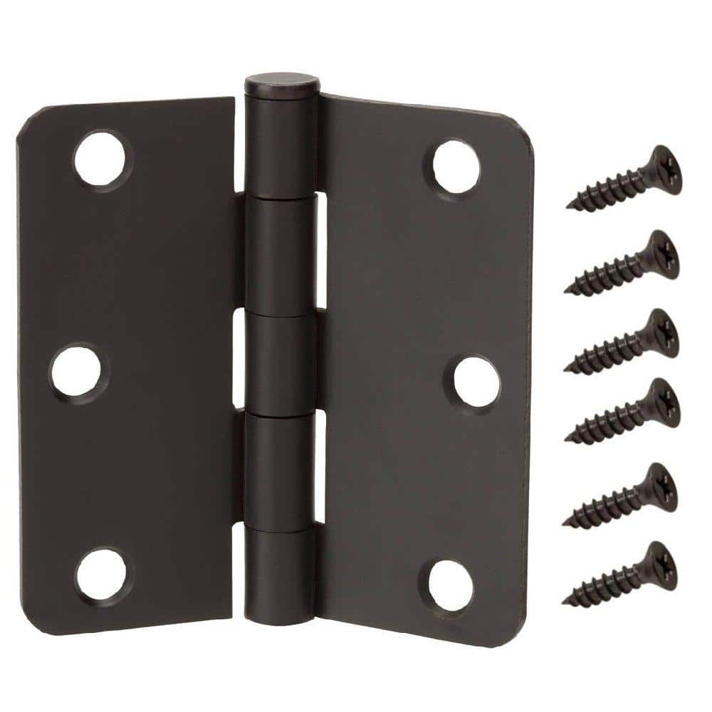 Everbilt 3-1/2 in. x 1/4 in. Radius Dark Oil-Rubbed Bronze Door Hinge
