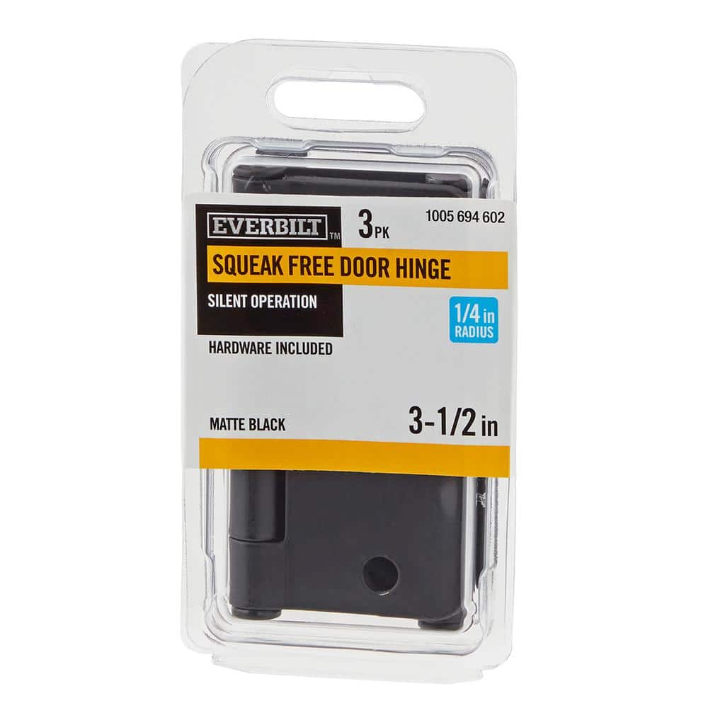 Everbilt 3-1/2 in. x 1/4 in. Radius Matte Black Smooth Action Door Hinge (3-Pack) - Image 2