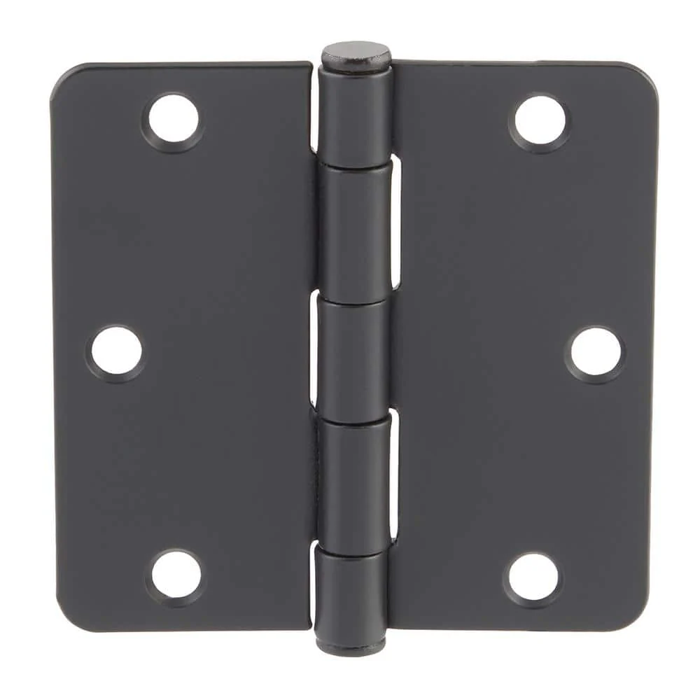 Everbilt 3-1/2 in. x 1/4 in. Radius Matte Black Smooth Action Door Hinge (3-Pack) - Image 5