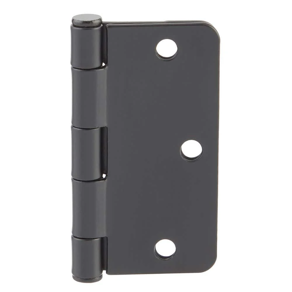 Everbilt 3-1/2 in. x 1/4 in. Radius Matte Black Smooth Action Door Hinge (3-Pack) - Image 6