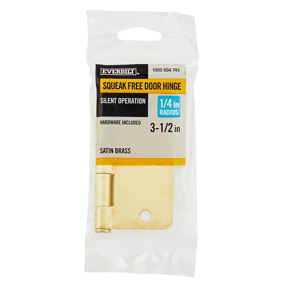 Everbilt 3-1/2 in. x 1/4 in. Radius Satin Brass Squeak-Free Door Hinge - Image 2