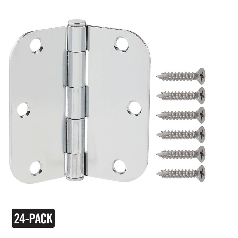 Everbilt 3-1/2 in. x 5/8 in. Radius Chrome Butt Door Hinge Value Pack (24-Pack)