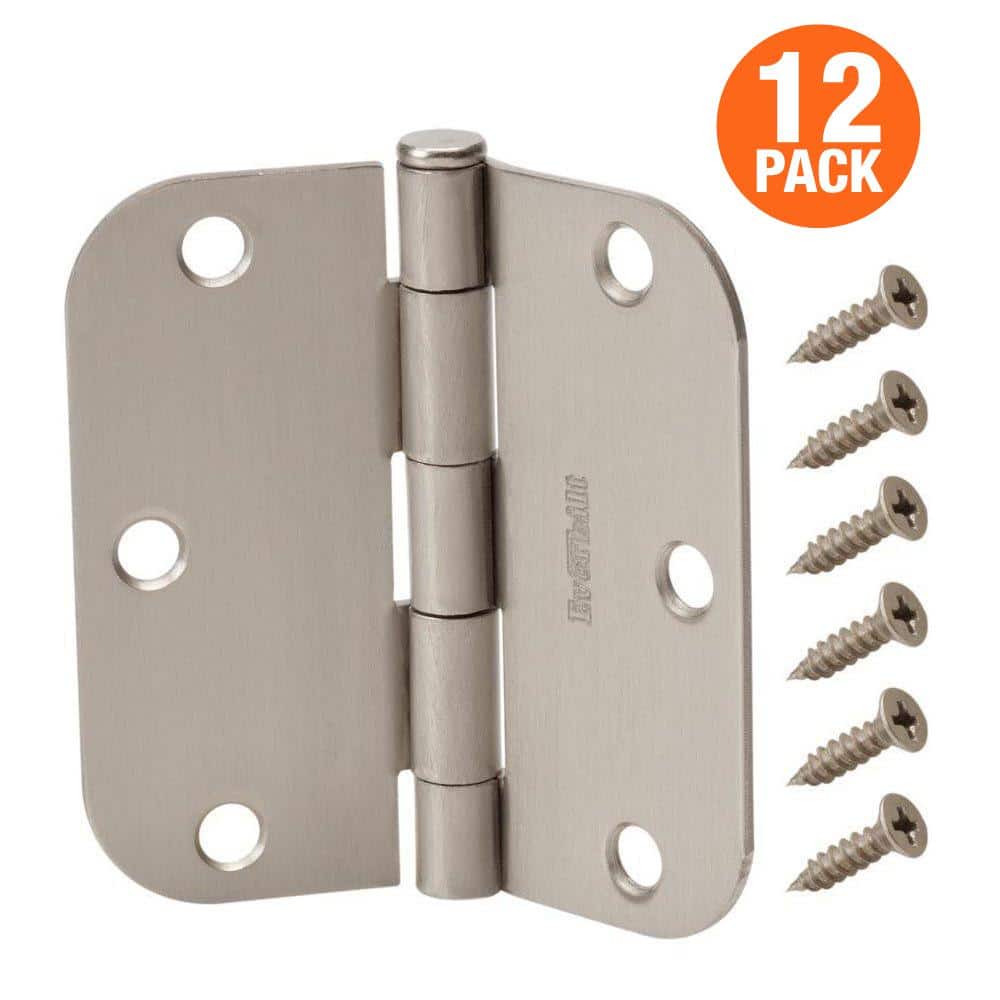 Everbilt 3-1/2 in. x 5/8 in. Radius Satin Nickel Door Hinge Value Pack (12 per Pack) - Image 6
