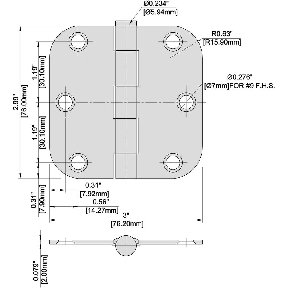 Everbilt 3 in. Oil-Rubbed Bronze Door Hinge, 5/8 in. Radius - Image 6