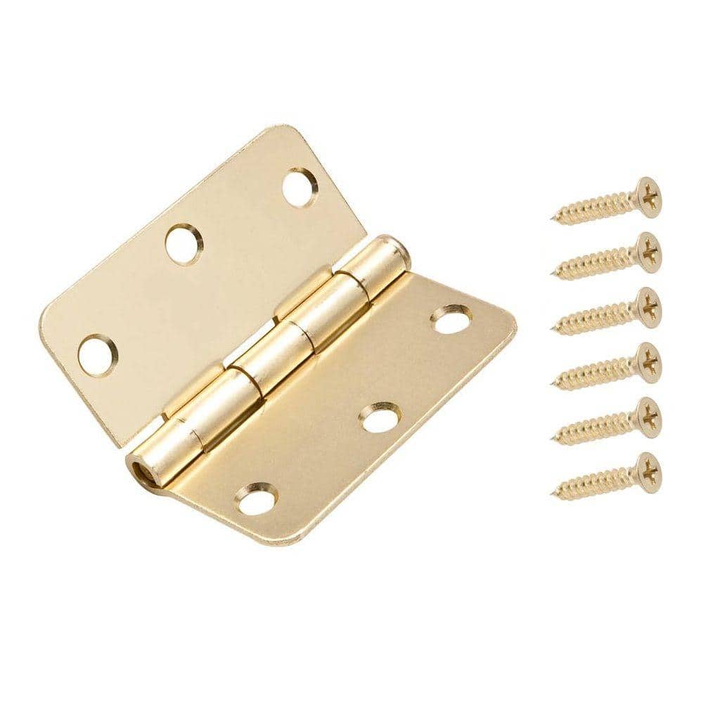 Everbilt 3 in. Satin Brass Door Hinge, 1/4 in. Radius, Removable Pin