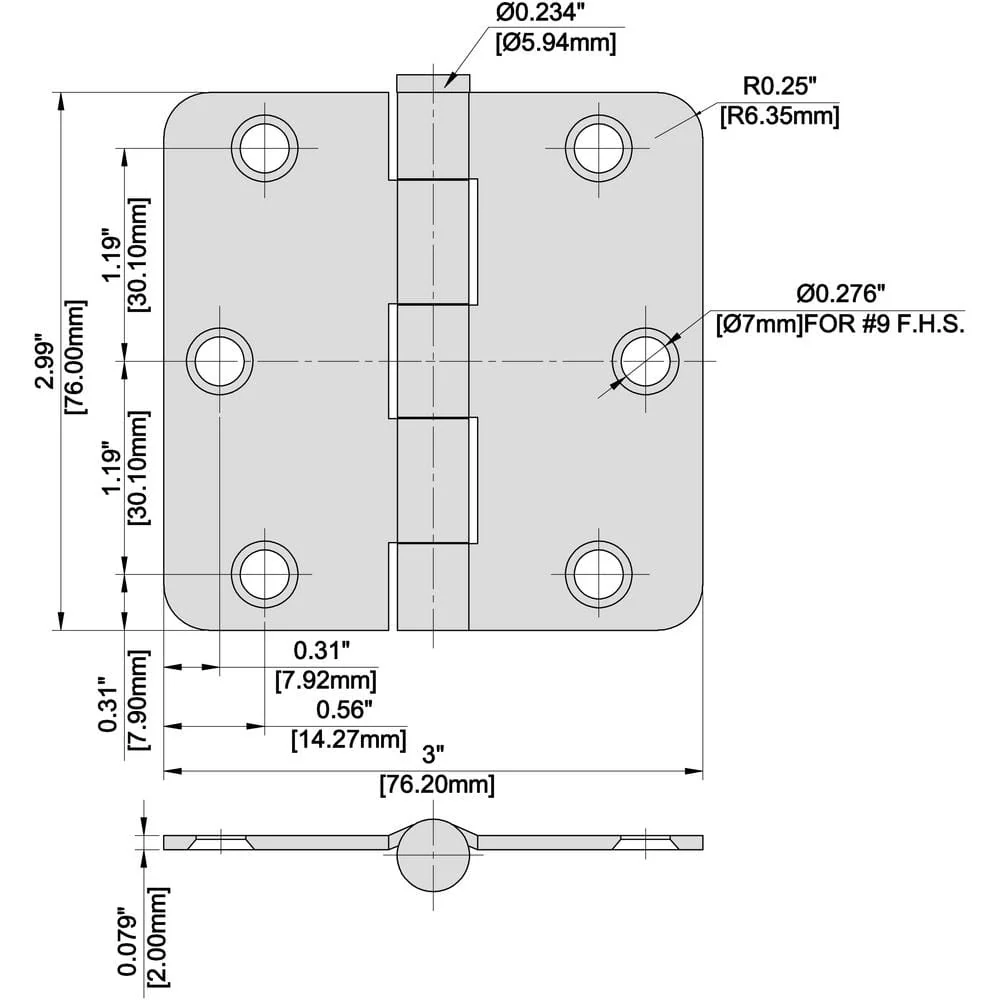 Everbilt 3 in. Satin Brass Door Hinge, 1/4 in. Radius, Removable Pin - Image 4