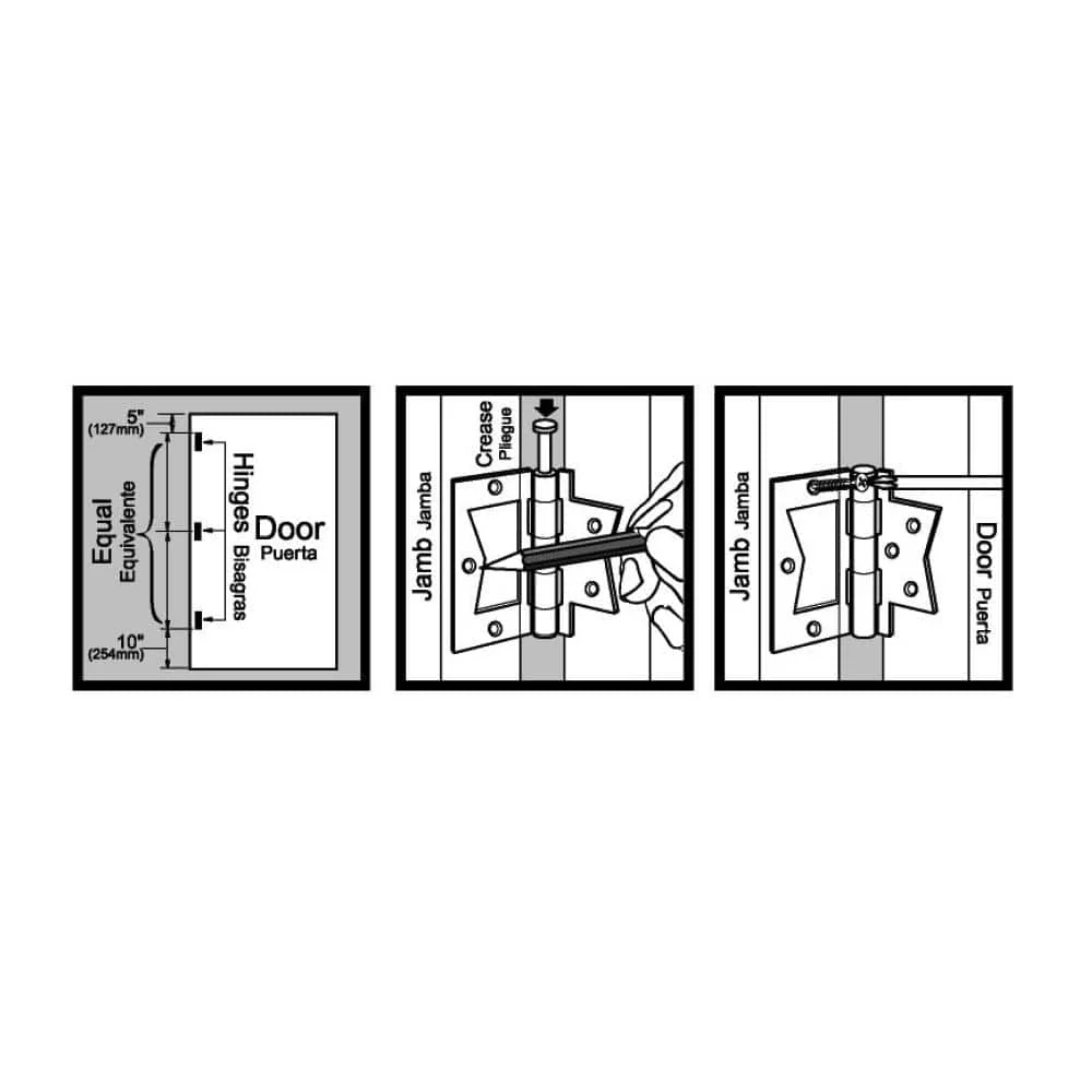Everbilt 3 in. Satin Nickel Non-Mortise Surface-Mount Door Hinges (2-Pack) - Image 5