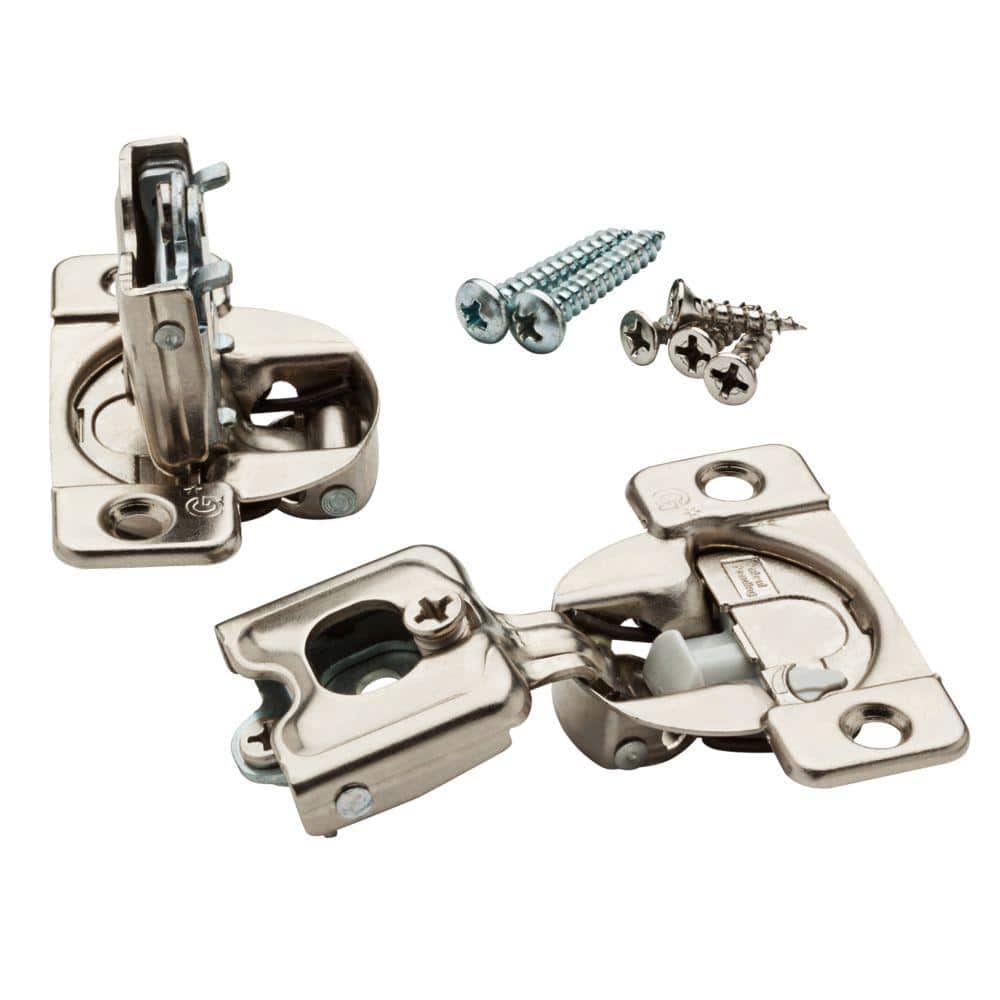 Everbilt 35 mm 110-Degree 3/4 in. Overlay Soft-Close Face Frame Cabinet Hinges, Satin Nickel (1 Pair) - Image 3
