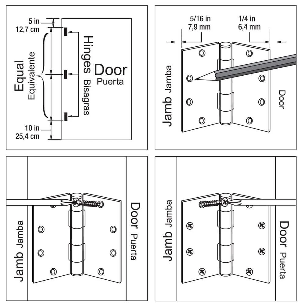 Everbilt 4-1/2 in. x 4-1/2 in. Satin Chrome Ball Bearing Door Hinge, Square Corner - Image 3