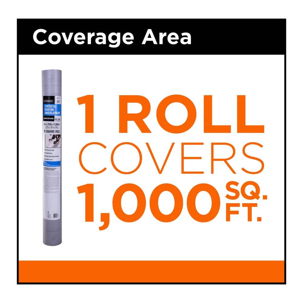 Everbilt 4 ft. x 250 ft. Synthetic Roofing Underlayment, Contractor Grade (10-Square Roll) - Image 7