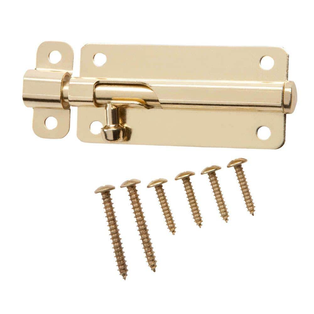 Everbilt 4 in. Bright Brass Spring-Lock Barrel Bolt