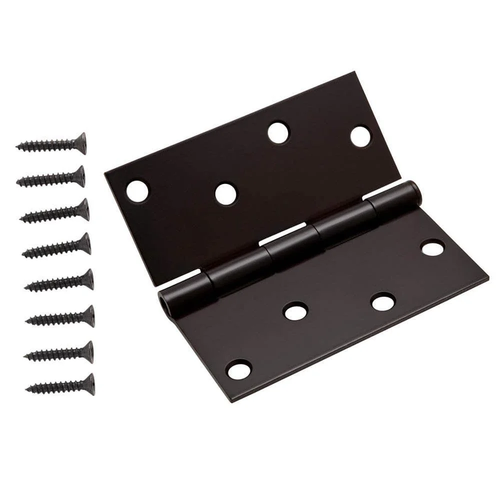 Everbilt 4 in. Matte Black Square Corner Smooth Action Hinge (3-Pack)