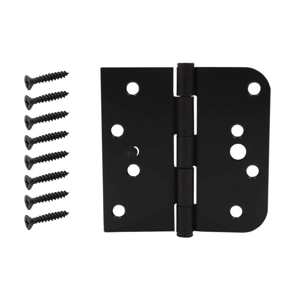 Everbilt 4 in. Oil-Rubbed Bronze Half Square Corner x Half 5/8 in. Radius Security Door Hinge
