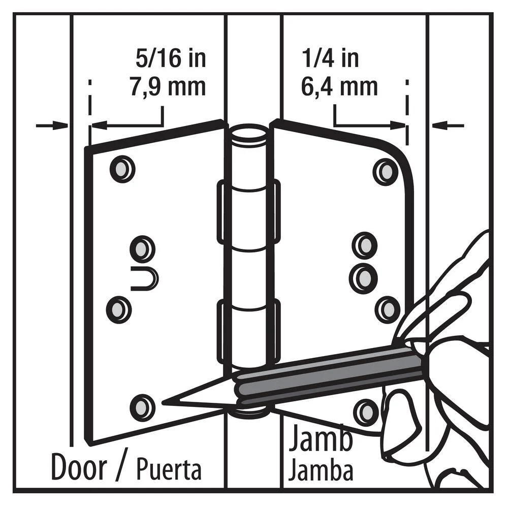 Everbilt 4 in. Oil-Rubbed Bronze Half Square Corner x Half 5/8 in. Radius Security Door Hinge - Image 4