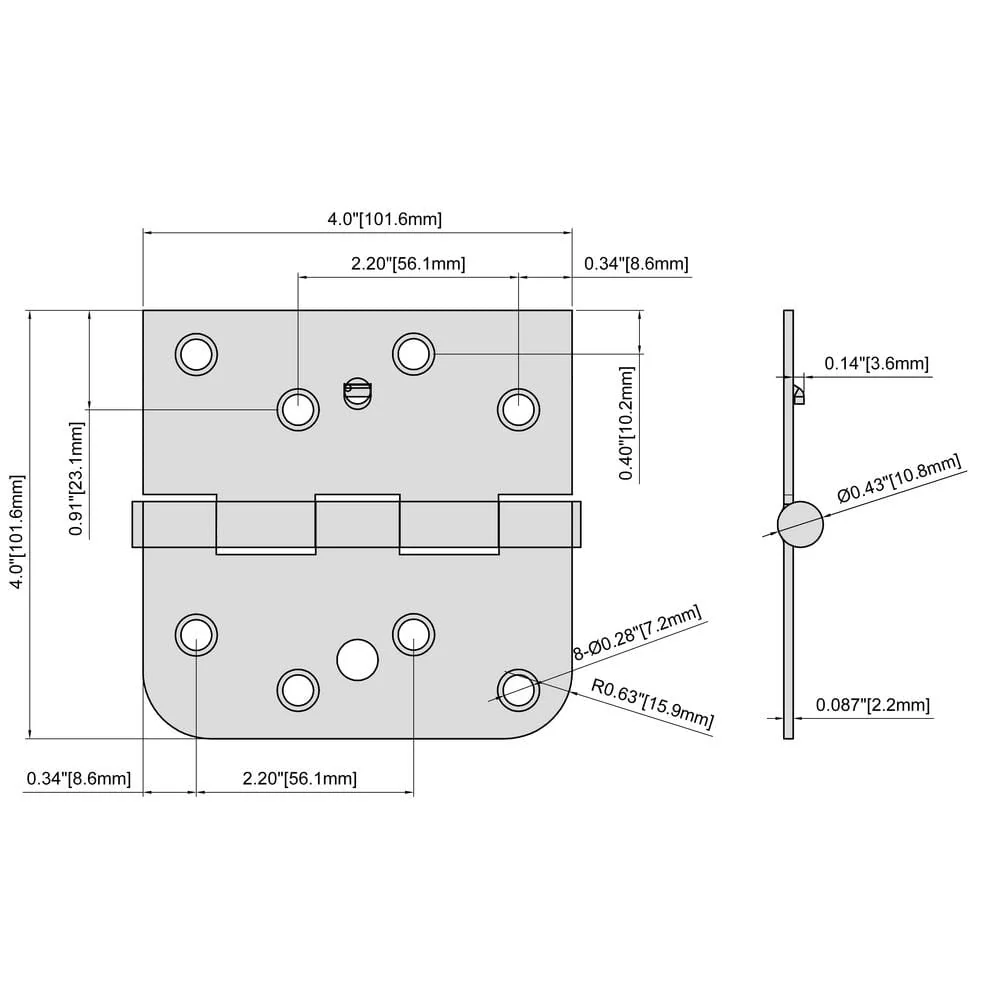 Everbilt 4 in. Oil-Rubbed Bronze Half Square Corner x Half 5/8 in. Radius Security Door Hinge - Image 8