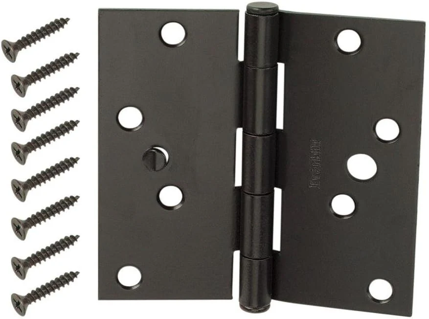 Everbilt 4 in. Oil-Rubbed Bronze Square Corner Security Door Hinges Value Pack (3-Pack)