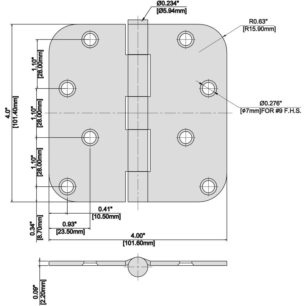 Everbilt 4 in. Satin Brass Door Hinge with 5/8 in. Radius, Removable Pin - Image 4