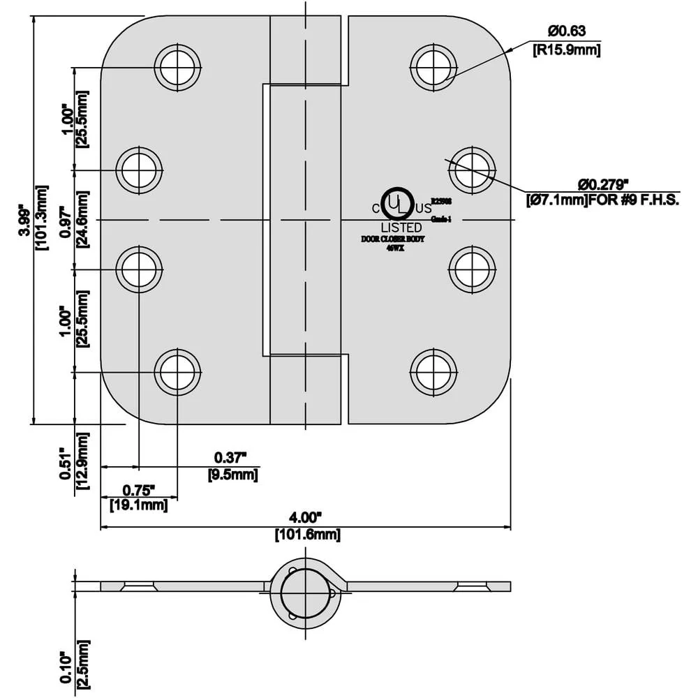 Everbilt 4 in. Satin Chrome Adjustable Spring Door Hinge, 5/8 in. Radius - Image 6