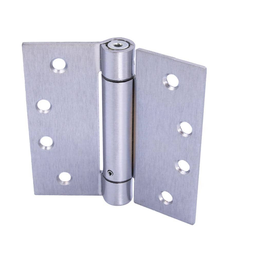 Everbilt 4 in. Satin Chrome Adjustable Spring Door Hinge, Square Corner