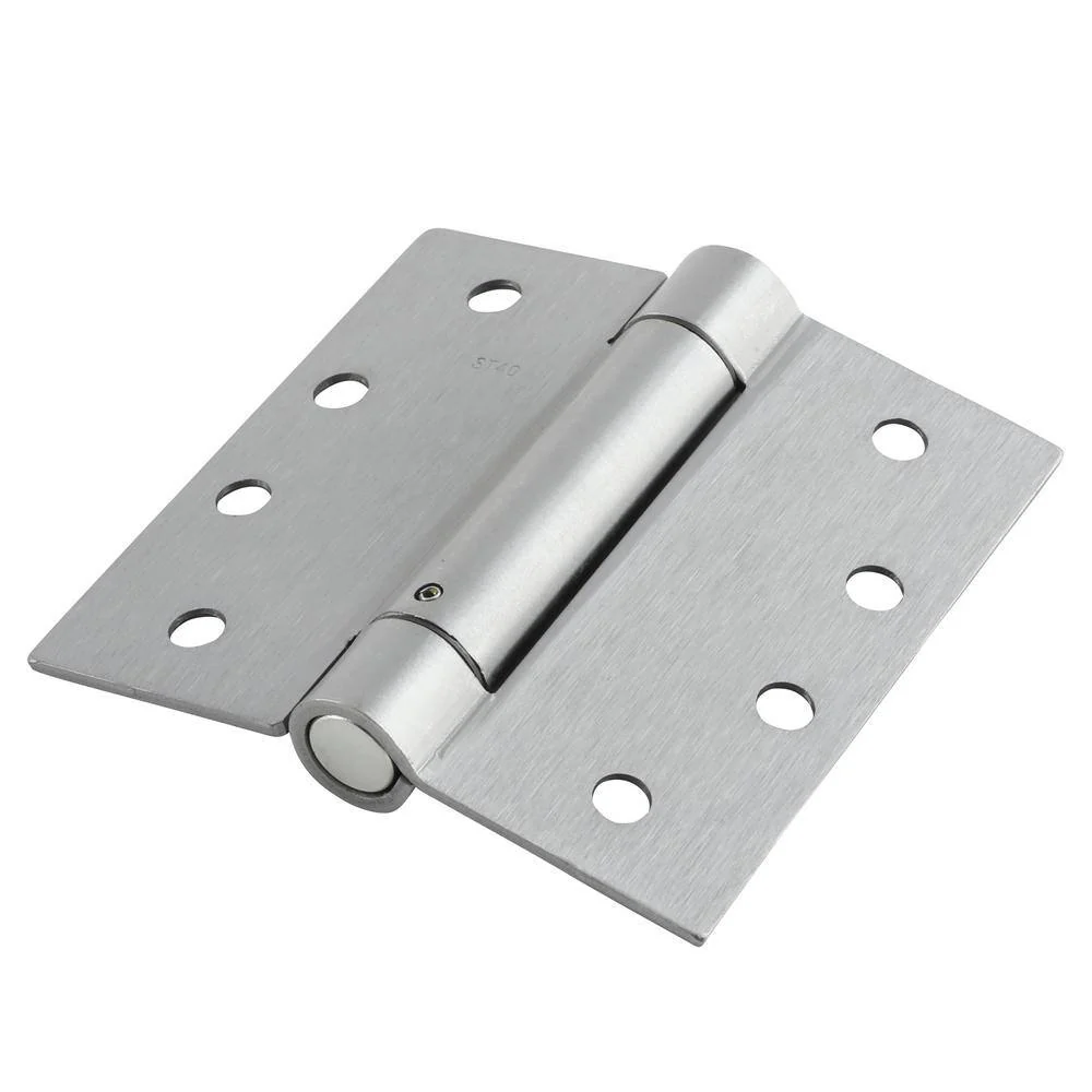 Everbilt 4 in. Satin Chrome Adjustable Spring Door Hinge, Square Corner - Image 2