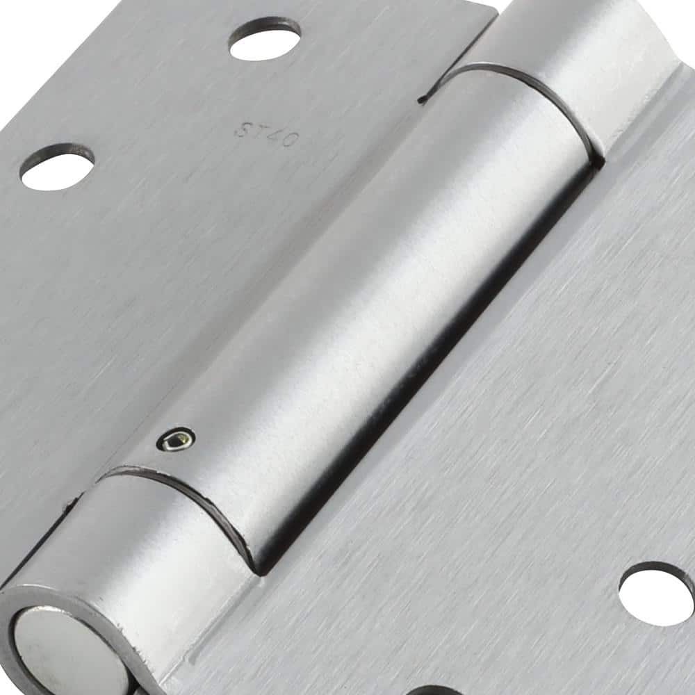 Everbilt 4 in. Satin Chrome Adjustable Spring Door Hinge, Square Corner - Image 4