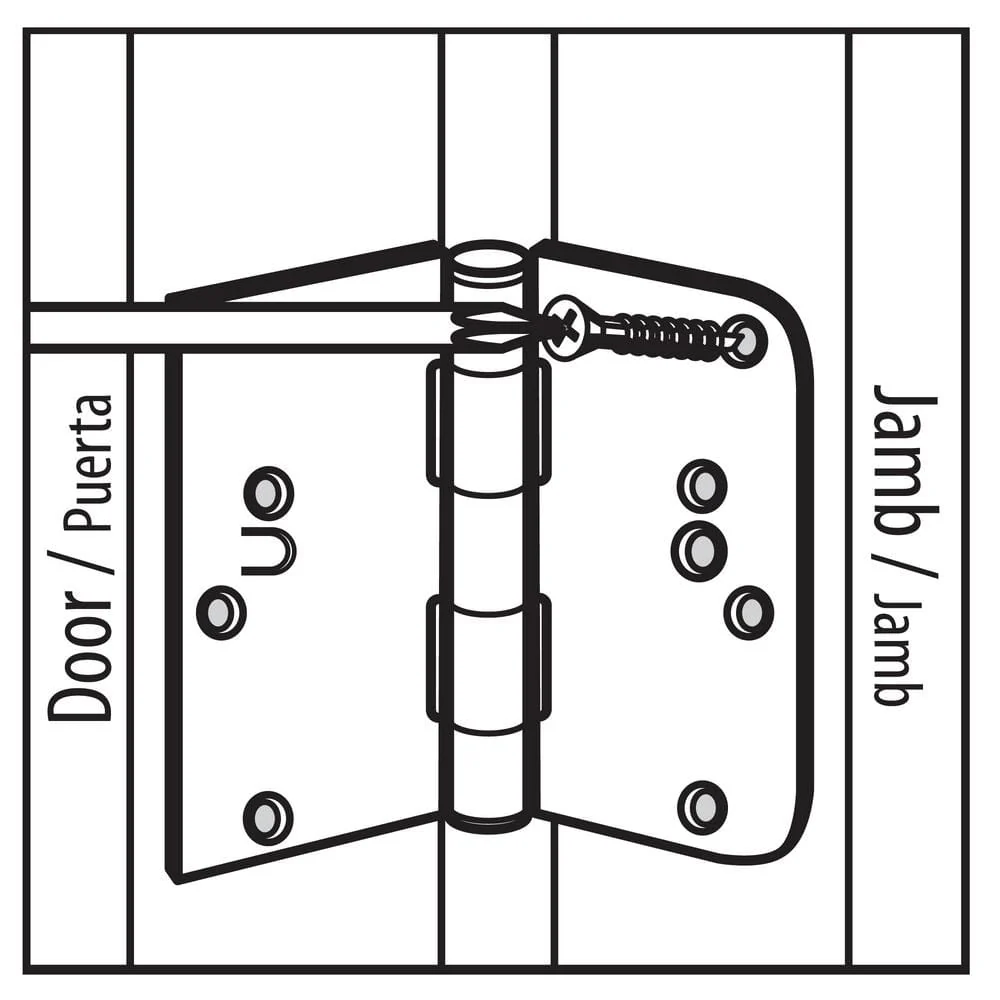 Everbilt 4 in. Satin Nickel Half Square Corner x 5/8 in. Radius Security Door Hinge - Image 5
