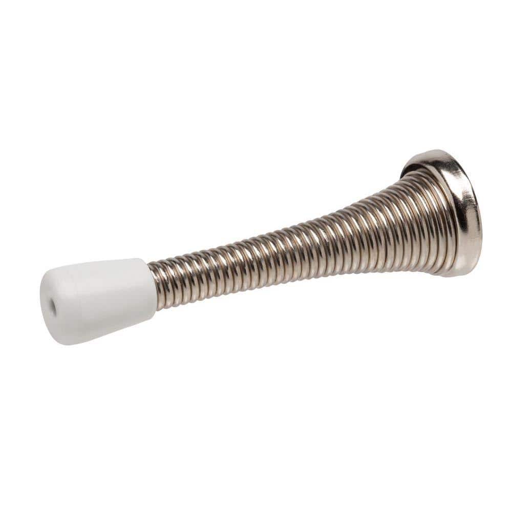 Everbilt 4 in. Satin Nickel Long Spring Door Stop (2-Pack)