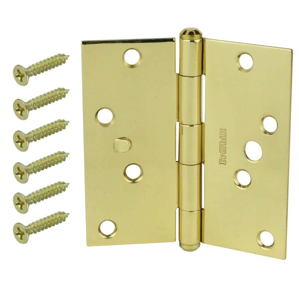 Everbilt 4 in. Solid Brass Square Corner Security Door Hinge