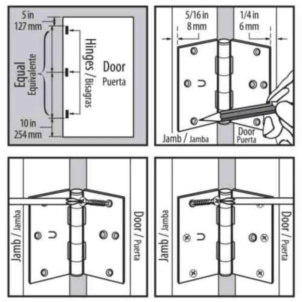 Everbilt 4 in. Solid Brass Square Corner Security Door Hinge - Image 3