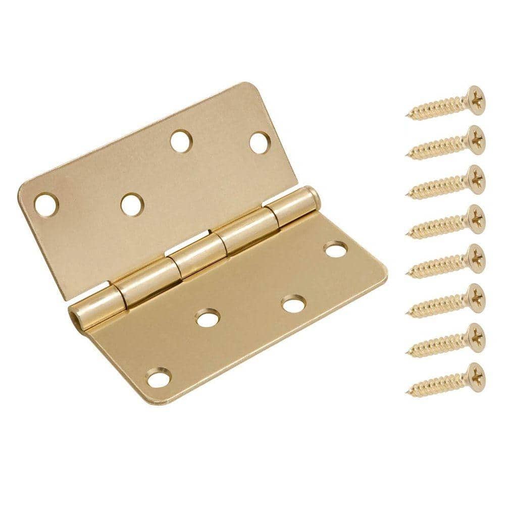 Everbilt 4 in. x 1/4 in. Radius Satin Brass Door Hinge