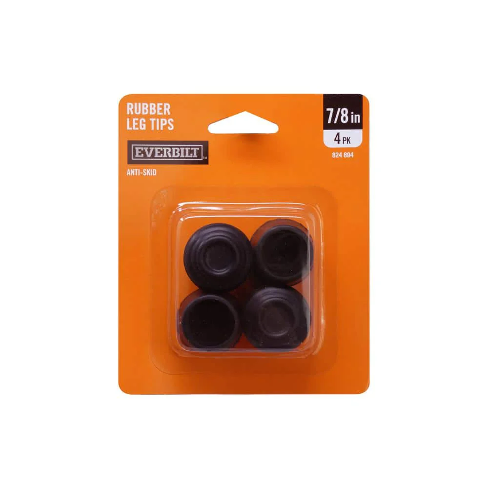 Everbilt 7/8 in. Black Rubber Leg Tips, Anti-Skid Furniture Floor Protectors (4-Pack) - Image 6
