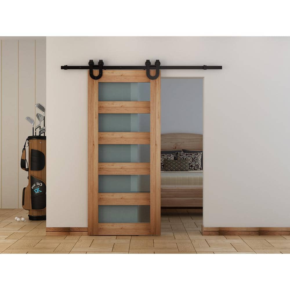 Everbilt 72 in. Black Horseshoe Sliding Barn Door Track and Hardware Kit - Image 2