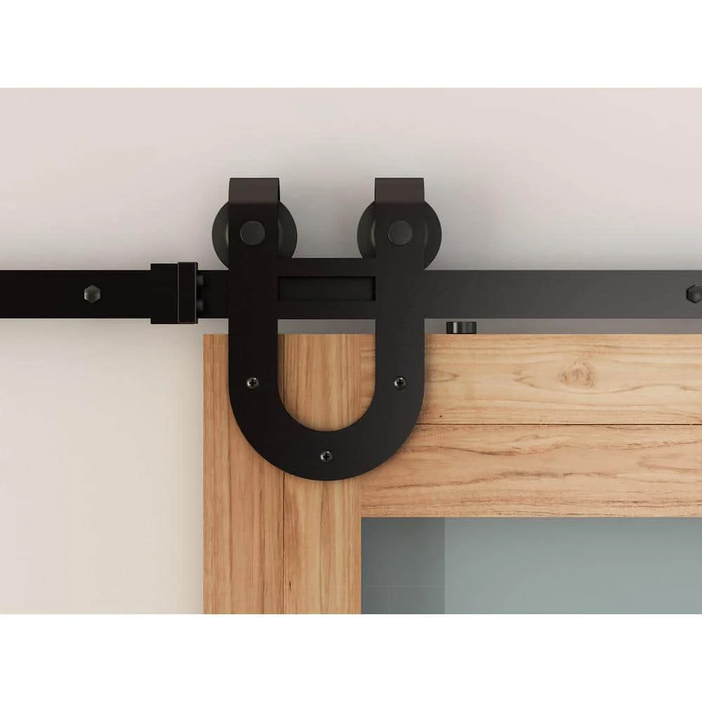 Everbilt 72 in. Black Horseshoe Sliding Barn Door Track and Hardware Kit - Image 5