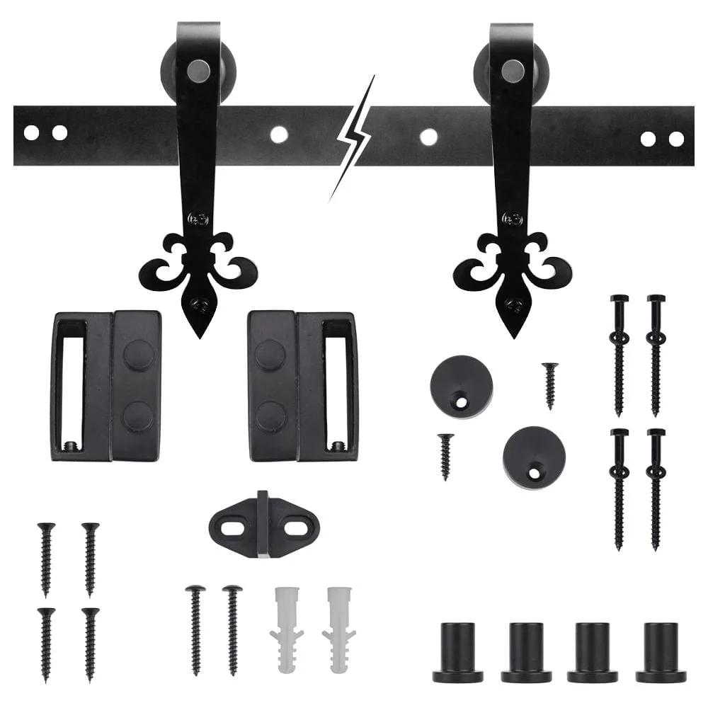 Everbilt 72 in. Dark Oil-Rubbed Bronze Fleur-De-Lis Sliding Barn Door Track and Hardware Kit