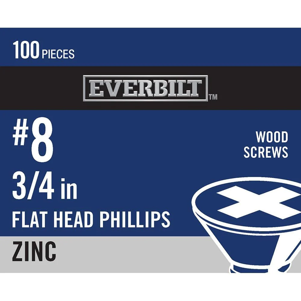 Everbilt #8 x 3/4 in. Phillips Flat Head Zinc-Plated Wood Screws (100-Pack)