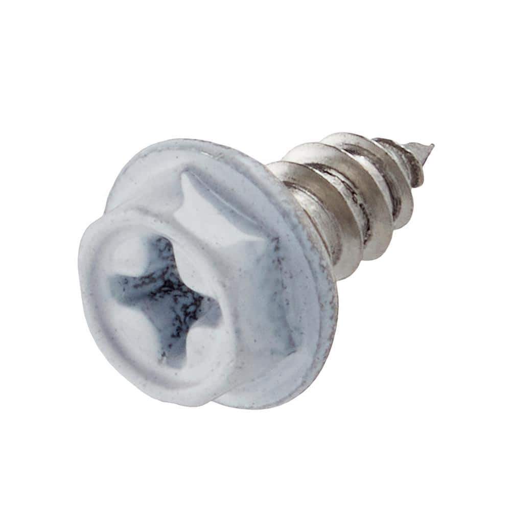 Everbilt #8 x 3/8 in. White Stainless Steel Hex Head Gutter Sheet Metal Screw (25-Pack) - Image 2