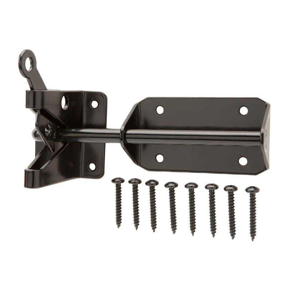 Everbilt Black Heavy-Duty Gate Latch, Steel, Self-Latching, 7.5 in Arm