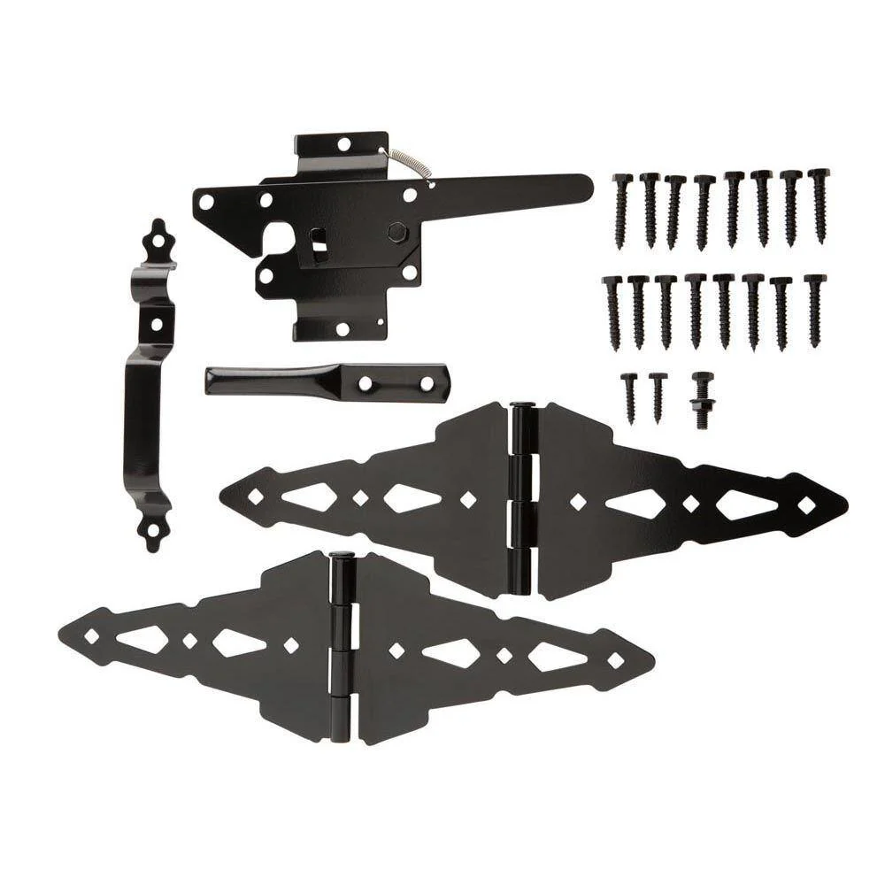 Everbilt Black Post Latch Gate Set, Steel, 10.5 in Arm