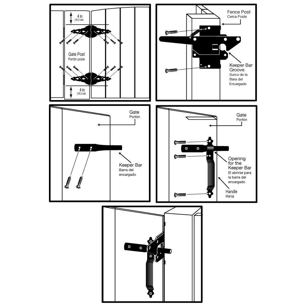Everbilt Black Post Latch Gate Set, Steel, 10.5 in Arm - Image 2