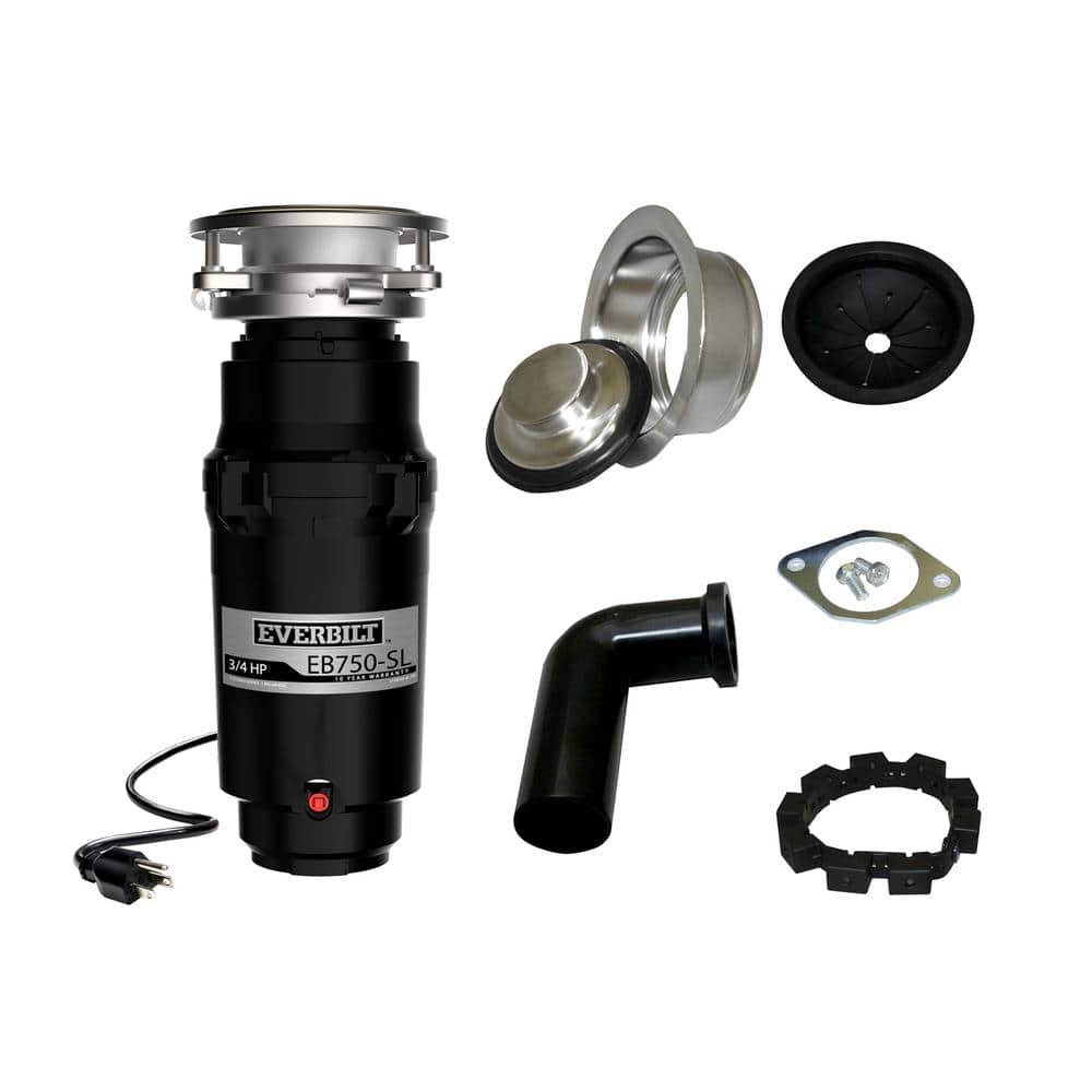 Everbilt Designer Series 3/4 HP Slim Continuous Feed Garbage Disposal with Brushed Nickel Sink Flange and Attached Power Cord - Image 2