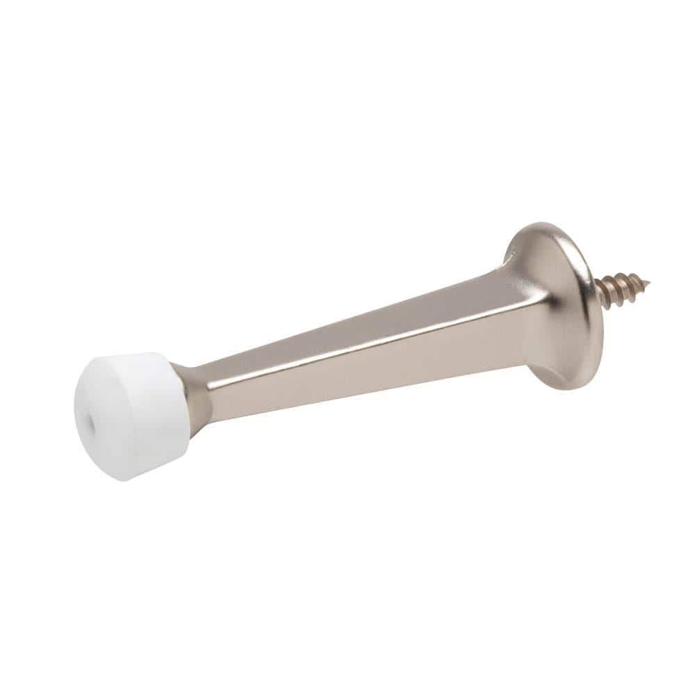 Everbilt Satin Nickel Solid Door Stop – 3 in Projection, Baseboard Mount