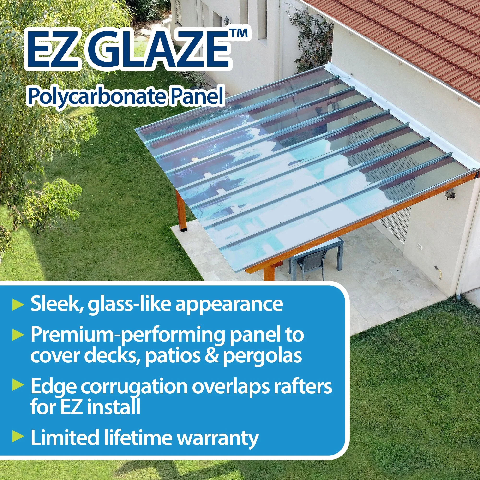 EZ GLAZE 2.24-ft x 8-ft Corrugated Bronze Polycarbonate Roof Panel, 5-Pack - Image 2