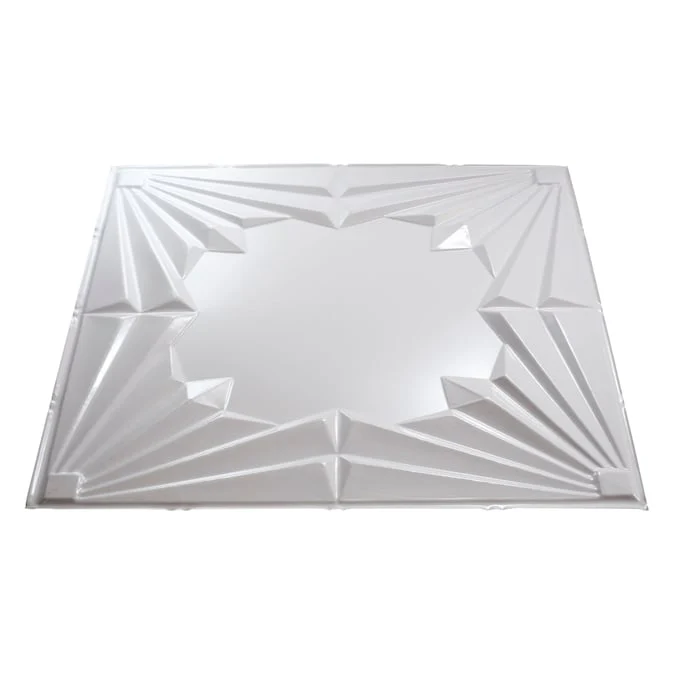 Fasade 2-ft x 2-ft Art Deco Gloss White PVC Drop Ceiling Tile (5-Pack, 20-sq ft / Case) - Image 3