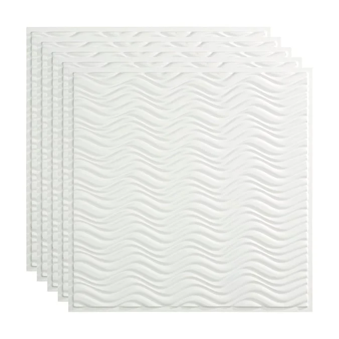 Fasade 2-ft x 2-ft Current Matte White PVC Drop Ceiling Tile (5-Pack, 20-sq ft / Case)