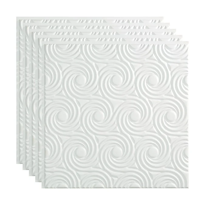 Fasade 2-ft x 2-ft Cyclone Matte White PVC Surface-mount Ceiling Tile (5-Pack, 20-sq ft / Case)