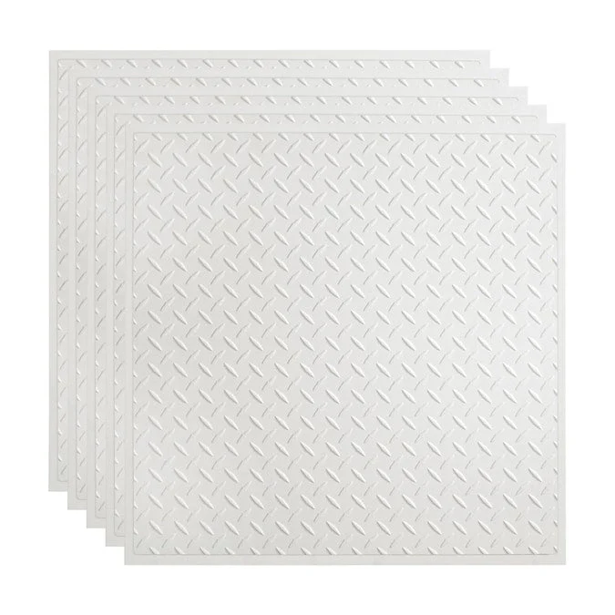 Fasade 2-ft x 2-ft Diamond Plate Matte White PVC Drop Ceiling Tile (5-Pack, 20-sq ft / Case)