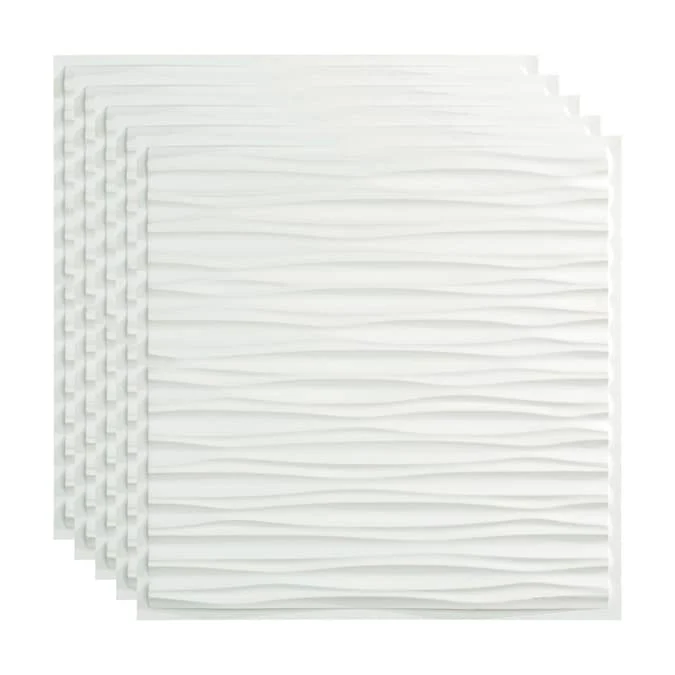 Fasade 2-ft x 2-ft Dunes Gloss White PVC Drop Ceiling Tile (5-Pack, 20-sq ft / Case)
