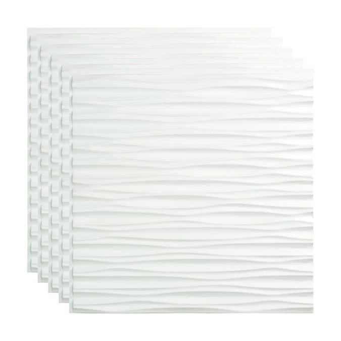 Fasade 2-ft x 2-ft Dunes Horizontal Gloss White PVC Surface-mount Ceiling Tile (5-Pack, 20-sq ft / Case)